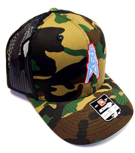Houston Oilers Richardson 112 Camo and black trucker cap – Ugly Guppy