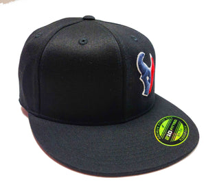 Houston Texans 3d puff logo on a black Semi fitted Flexfit 6210