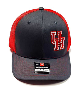 University of Houston Charcoal and red Richardson 112 Trucker Cap front view